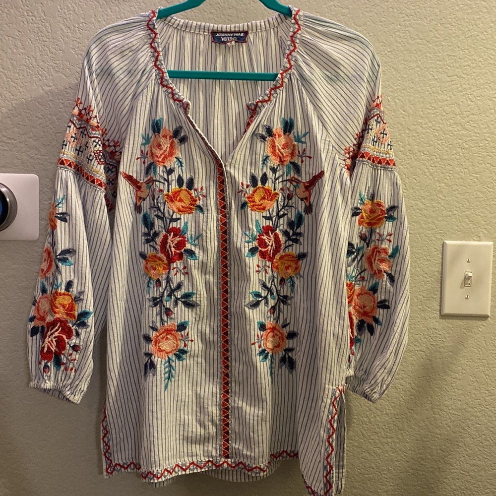 Johnny Was Nadia Embroidered Floral Tunic Top - Picture 2 of 6